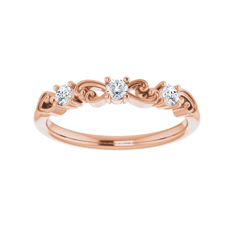 14K Gold Diamond Art Stackable Ring