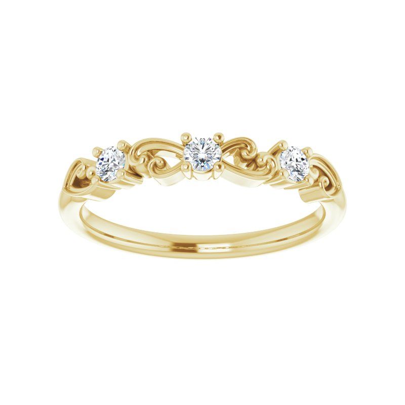 14K Gold Diamond Art Stackable Ring