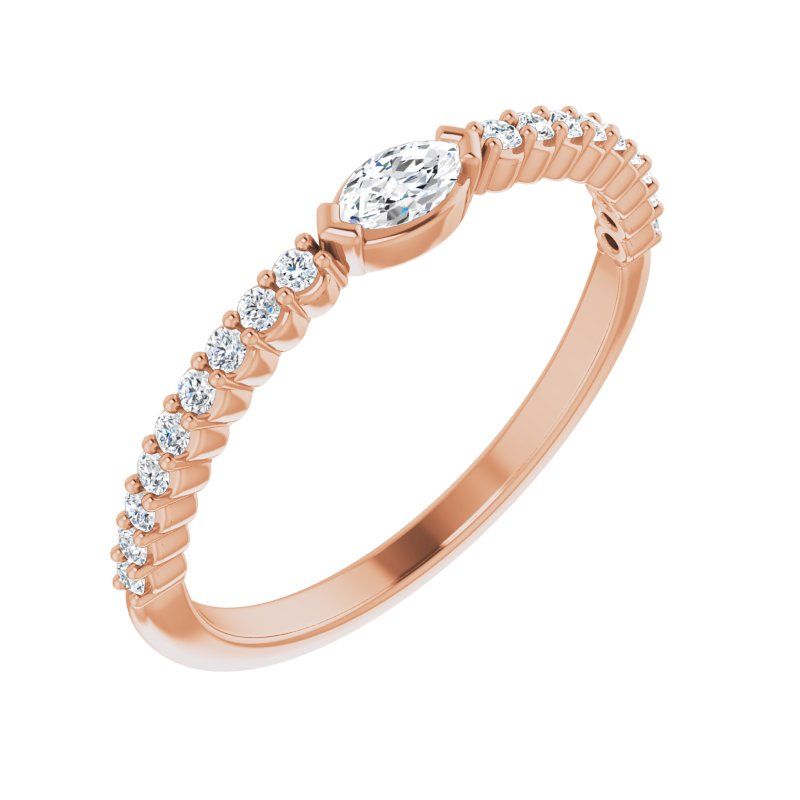 14K Gold Diamond Flow Stackable Ring