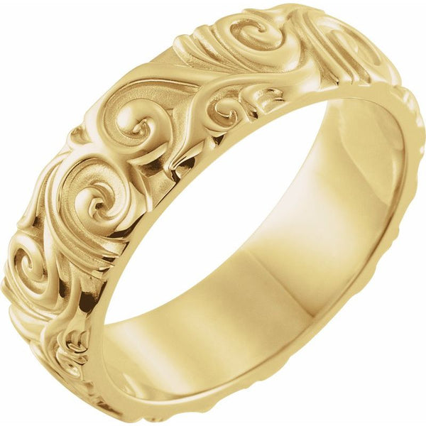 14K Gold 6 mm Sculptural Band