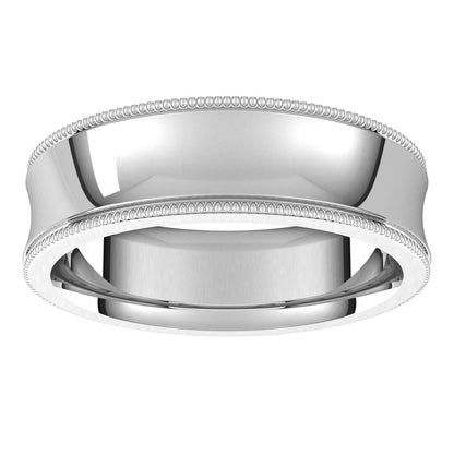 14K Gold Standard Milgrain Comfort Fit Concave Men Band