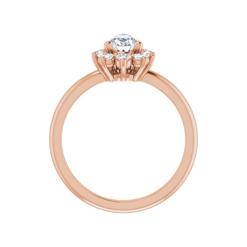 14K Gold Pear Halo Lotus Engagement Ring