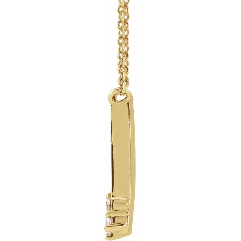 14K Gold Diamond Engravable Initial 18" Necklace