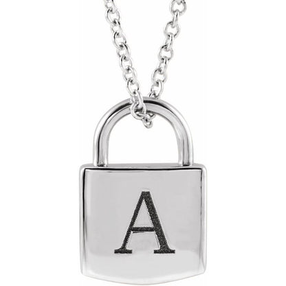 14K Gold  Engravable Lock Initial Necklace