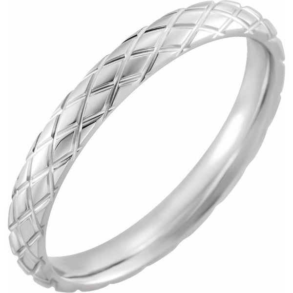 14K Gold 6 mm Rhombus Patterned Band