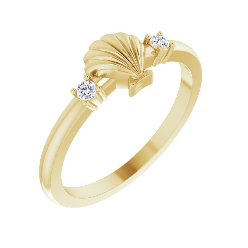 14K Gold .06 CTW Diamond Seashell Ring