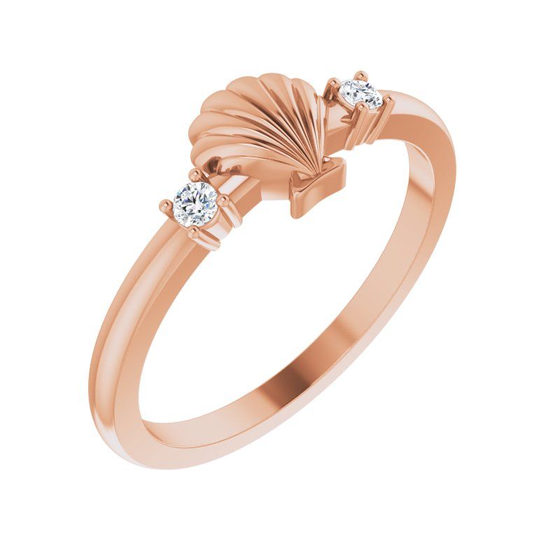 14K Gold .06 CTW Diamond Seashell Ring