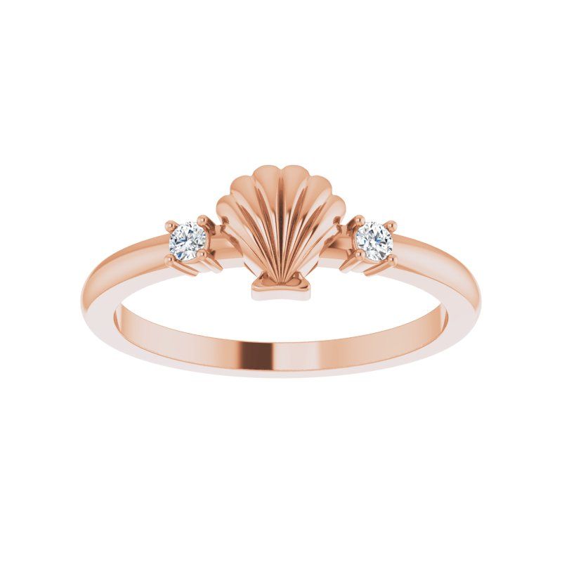 14K Gold .06 CTW Diamond Seashell Ring