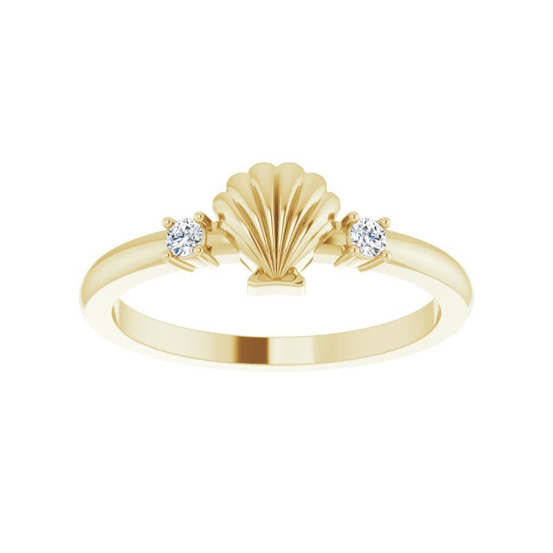 14K Gold .06 CTW Diamond Seashell Ring