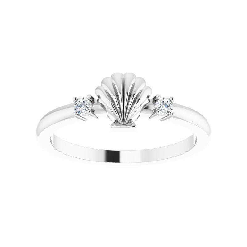 14K Gold .06 CTW Diamond Seashell Ring