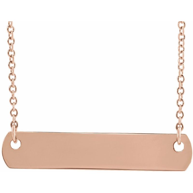 14K Gold Engravable Bar Name Necklace