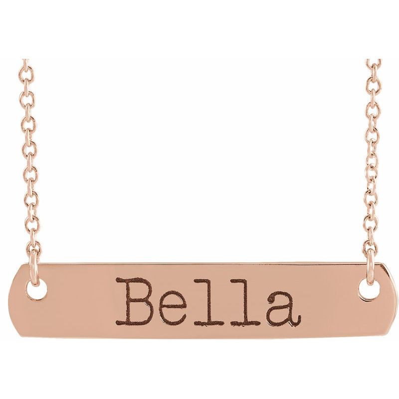 14K Gold Engravable Bar Name Necklace