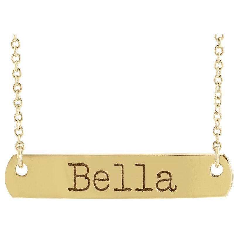 14K Gold Engravable Bar Name Necklace