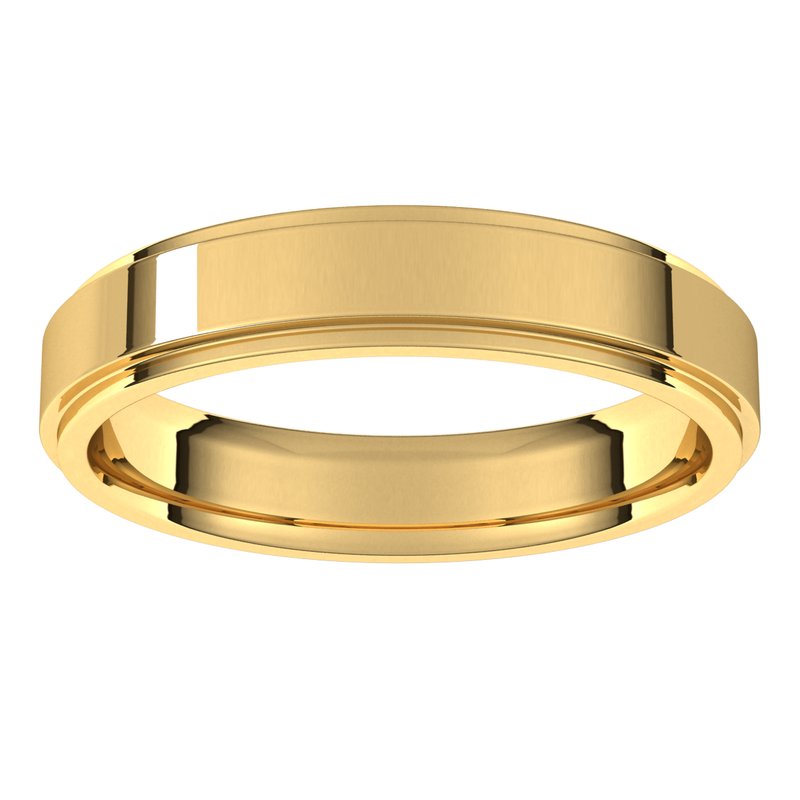 14K Gold Stepped Edge Comfort Fit Flat Men Band