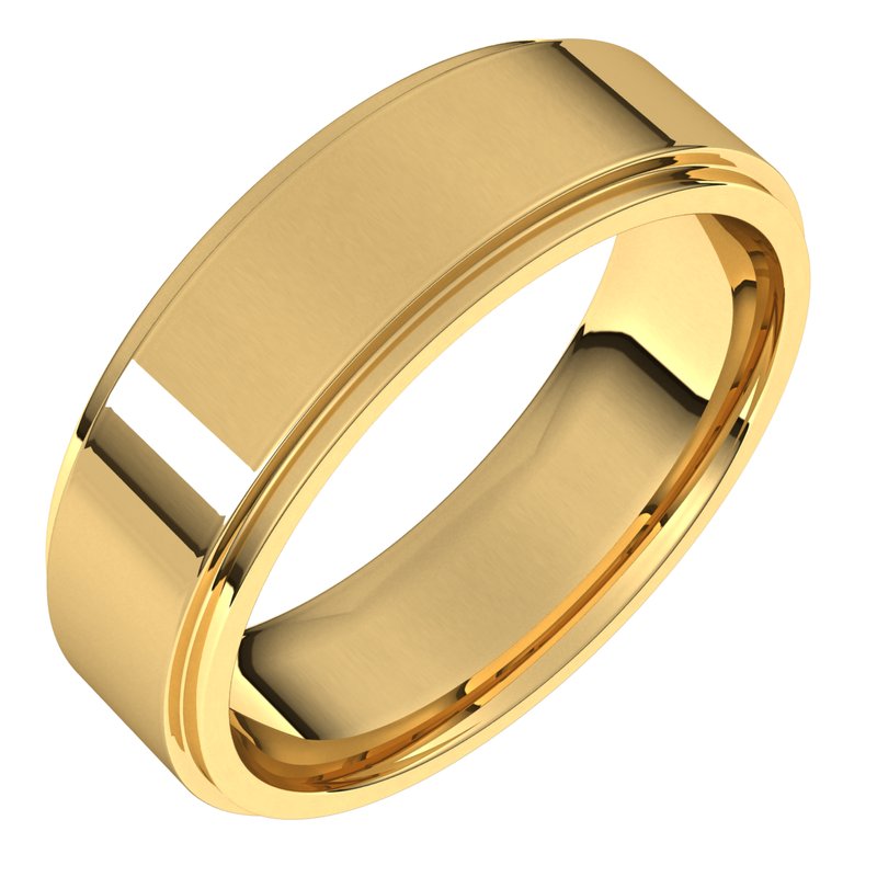 14K Gold Stepped Edge Comfort Fit Flat Men Band