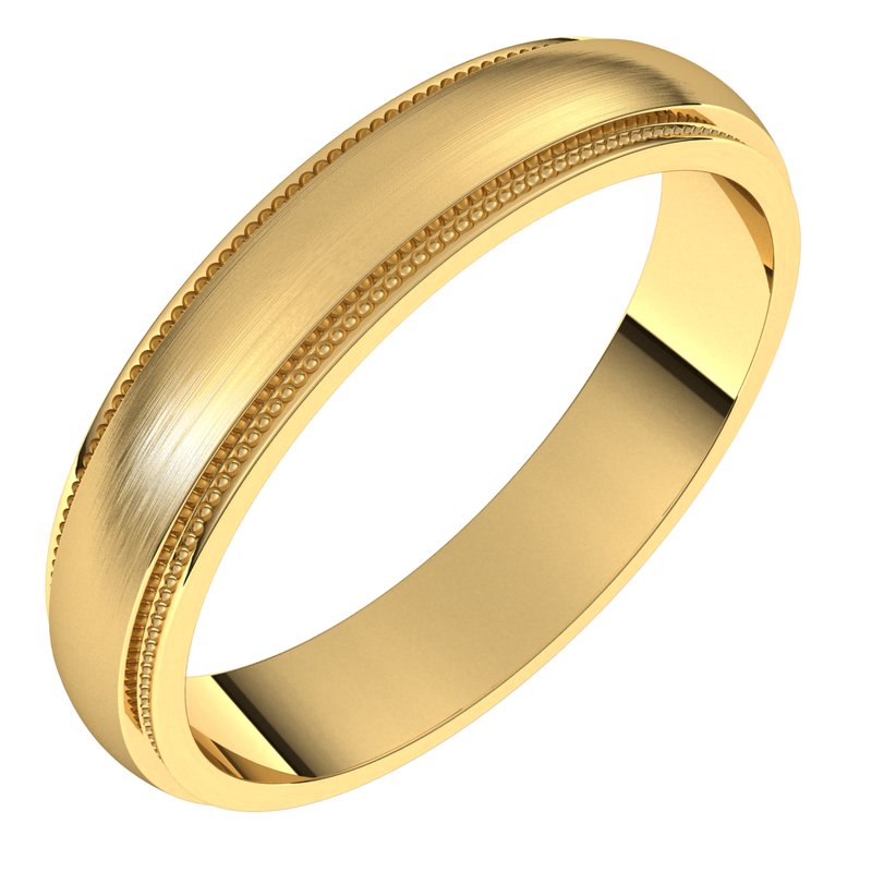 14K Gold Stepped Edge Milgrain Men Band