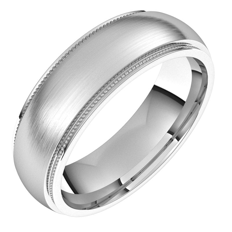 14K Gold Stepped Edge Milgrain Men Band