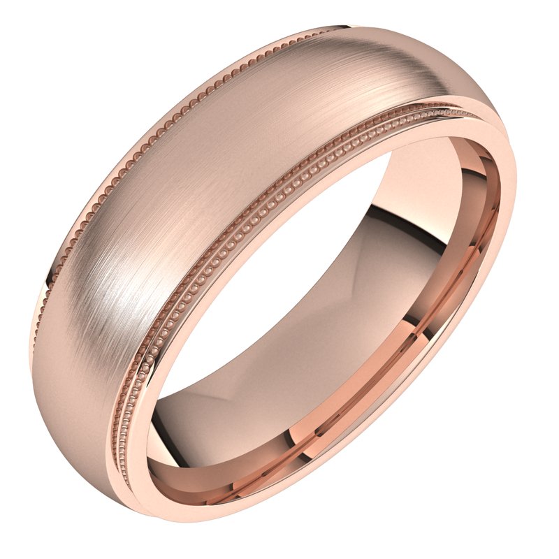 14K Gold Stepped Edge Milgrain Men Band