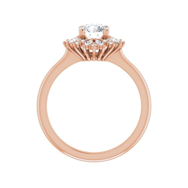 14K Gold Round Halo Engagement Ring