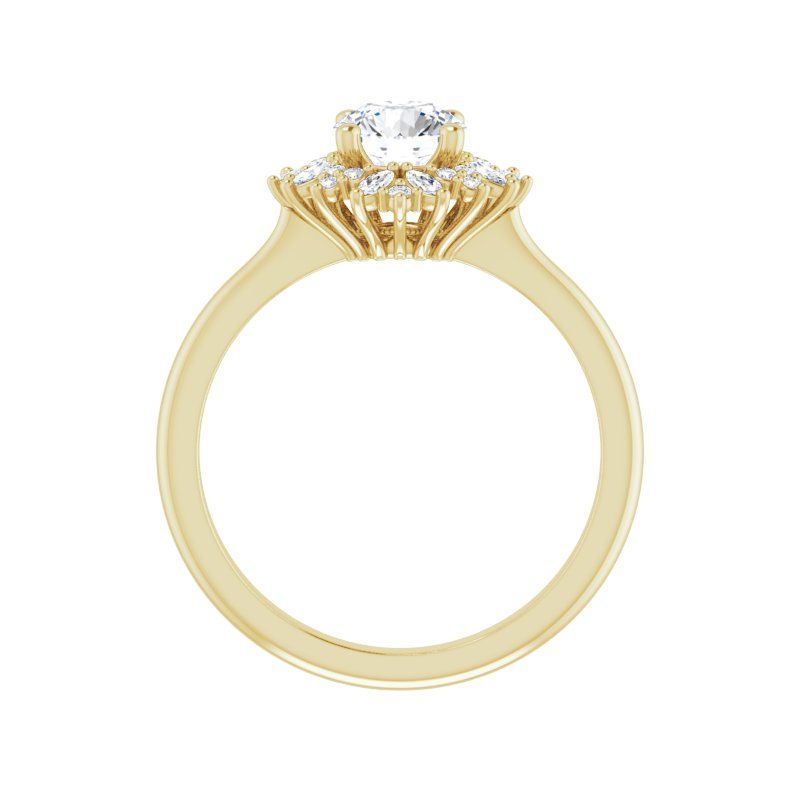 14K Gold Round Halo Engagement Ring