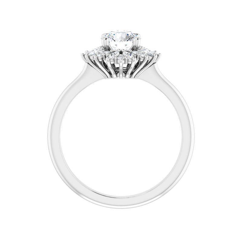 14K Gold Round Halo Engagement Ring