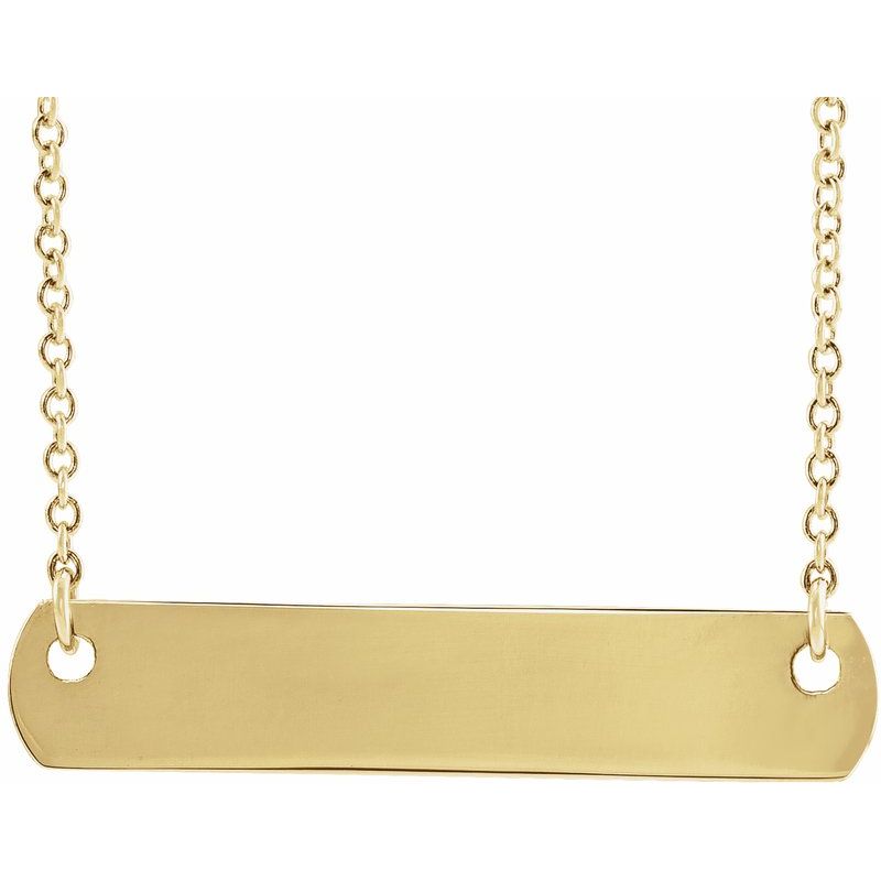 14K Gold Engravable Bar Name Necklace