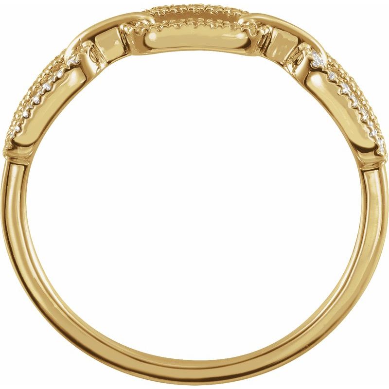 14K Gold Natural Diamond Chain Link Ring