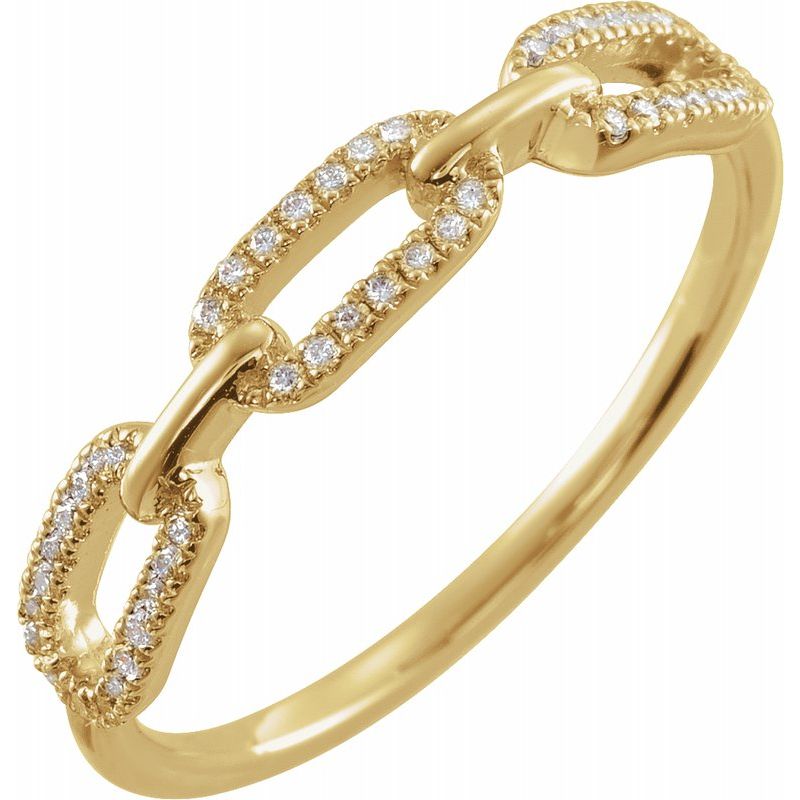 14K Gold Natural Diamond Chain Link Ring