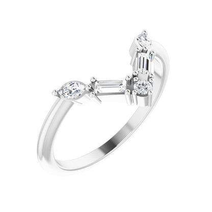 14K Gold Diamond V Bar Ring