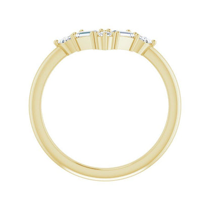14K Gold Diamond V Bar Ring