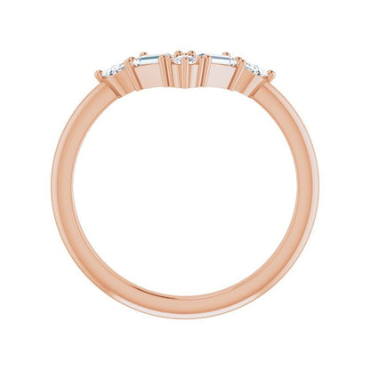 14K Gold Diamond V Bar Ring