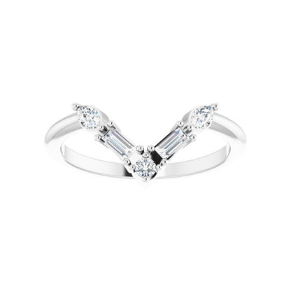 14K Gold Diamond V Bar Ring