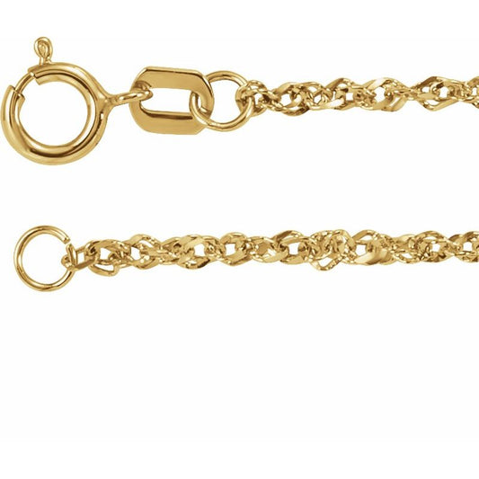 14K Yellow 1.7 mm Diamond-Cut Singapore Chain