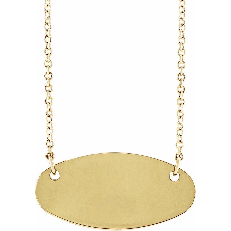 14K Gold Engravable Oval Name Necklace