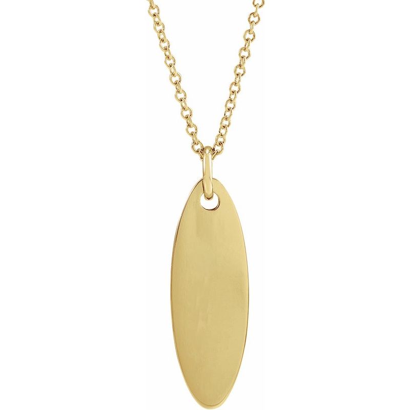 14K Gold Engravable Elongated Oval Name Necklace