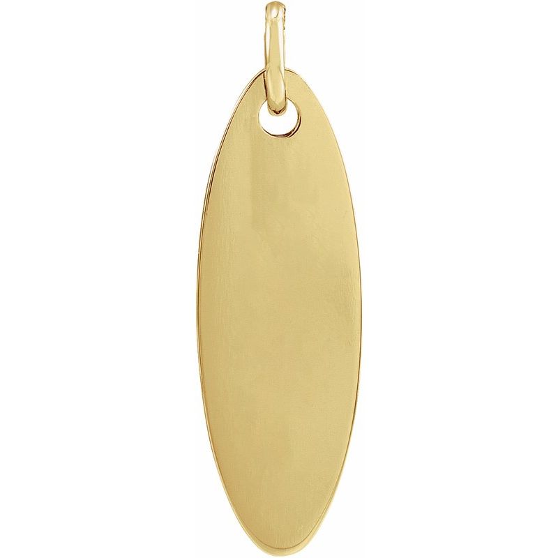 14K Gold Engravable Elongated Oval Name Necklace