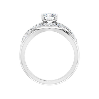 14K Gold Round Wave Engagement Ring