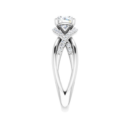 14K Gold Round Wave Engagement Ring