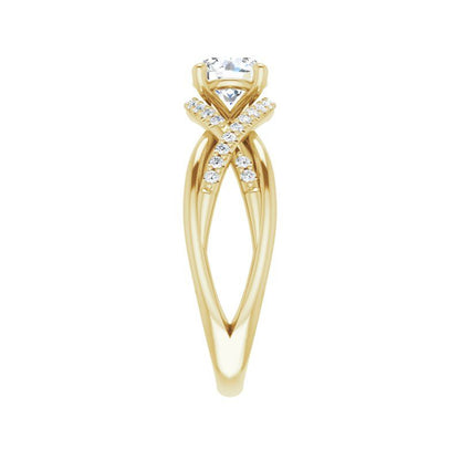 14K Gold Round Wave Engagement Ring
