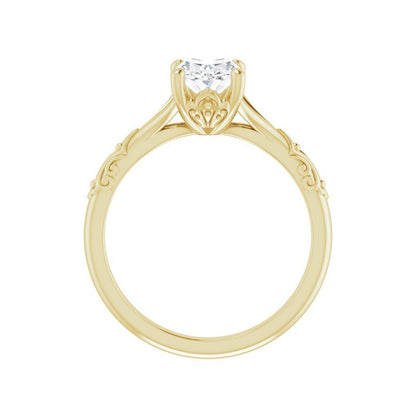 Lab Grown Oval Diamond Textured Shank Engagement Ring