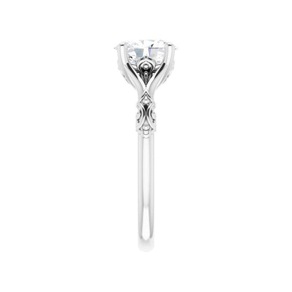 Lab Grown Oval Diamond Textured Shank Engagement Ring