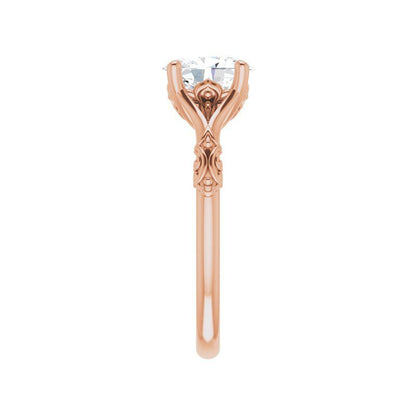 Lab Grown Oval Diamond Textured Shank Engagement Ring