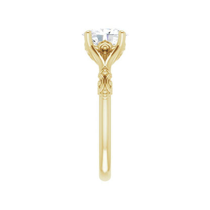 Lab Grown Oval Diamond Textured Shank Engagement Ring
