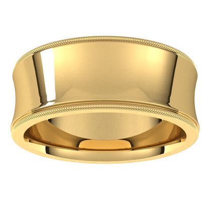 14K Gold Standard Milgrain Comfort Fit Concave Men Band