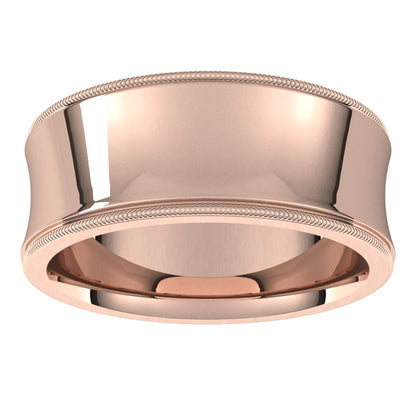 14K Gold Standard Milgrain Comfort Fit Concave Men Band
