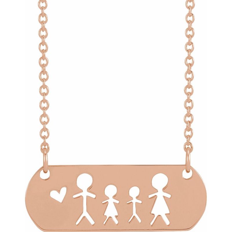 14K Gold Stick Figure Family 18" Necklace