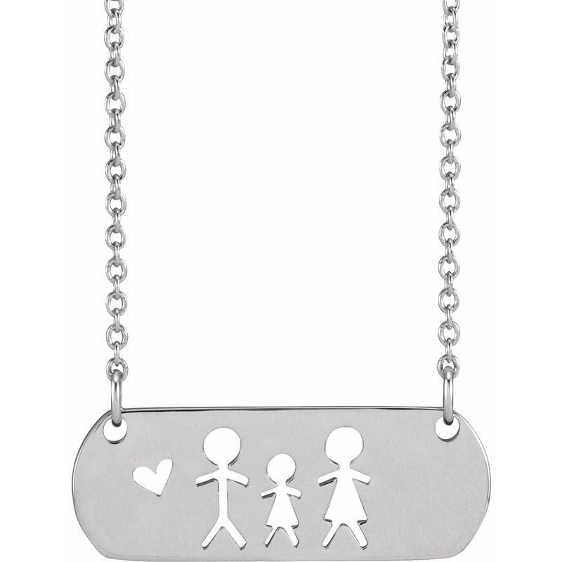 14K Gold Stick Figure Family 18" Necklace