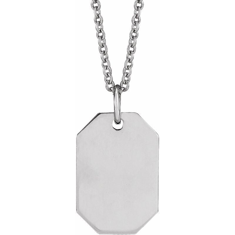 14K Gold Engravable Dog Tag Initial Necklace