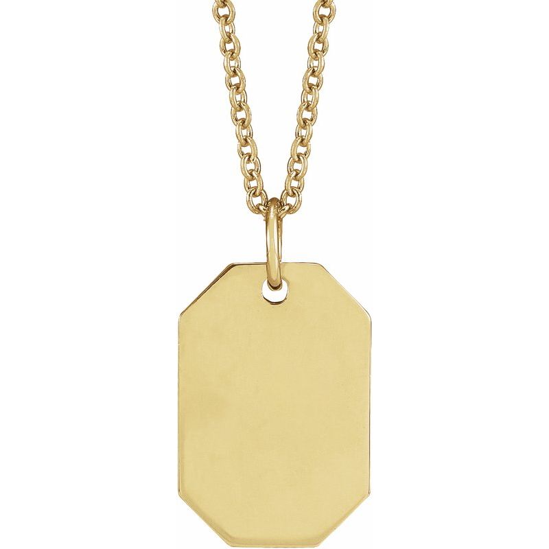 14K Gold Engravable Dog Tag Initial Necklace