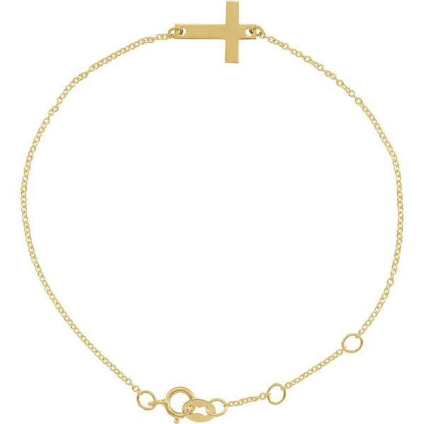 14K Gold Personalized Name Cross Bracelet